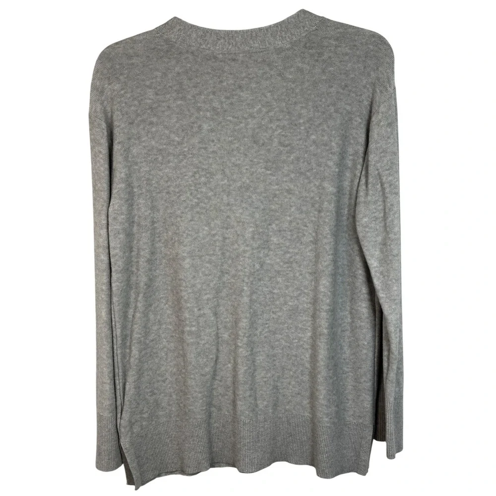 Tommy Hilfiger Mens Gray V-Neck Cotton Knit Pullover Sweater Size Large 982264
